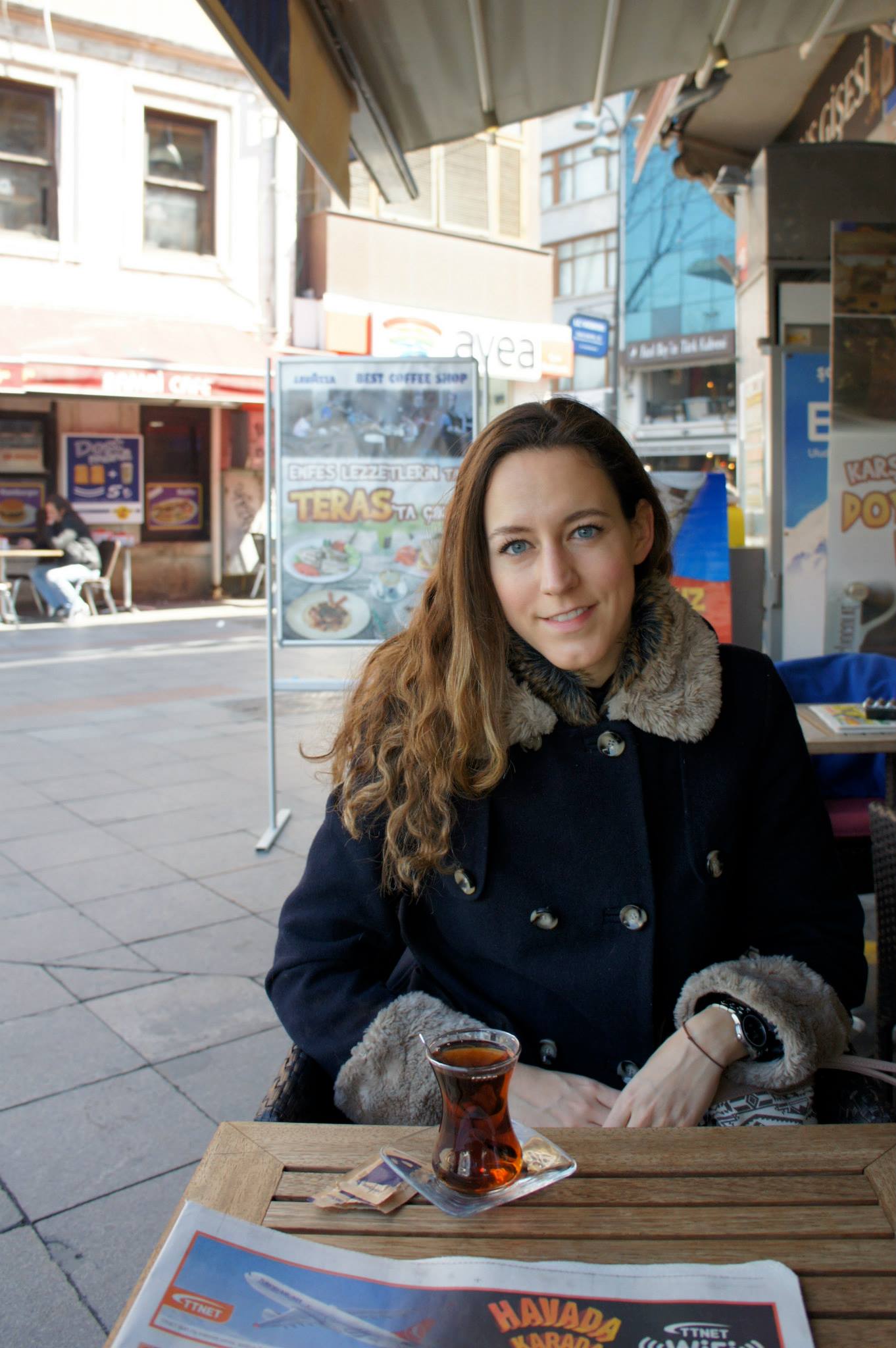 Claire Imaginarium drinking Turkish tea