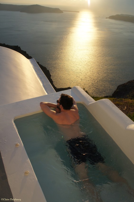 Santorini Grace Hotel plunge pool sunset