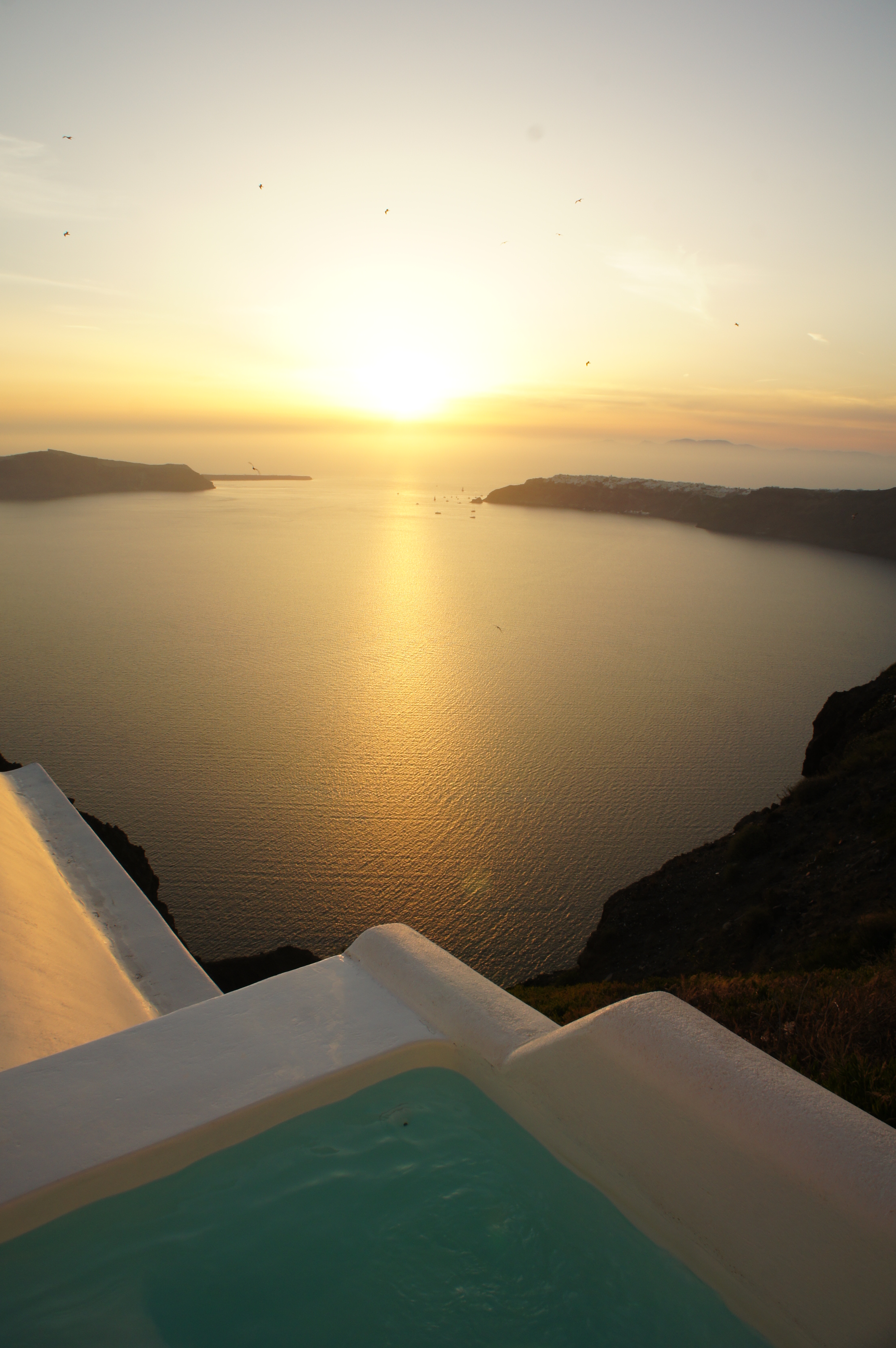 Sunset and plunge pool at Grace Hotel Santorini