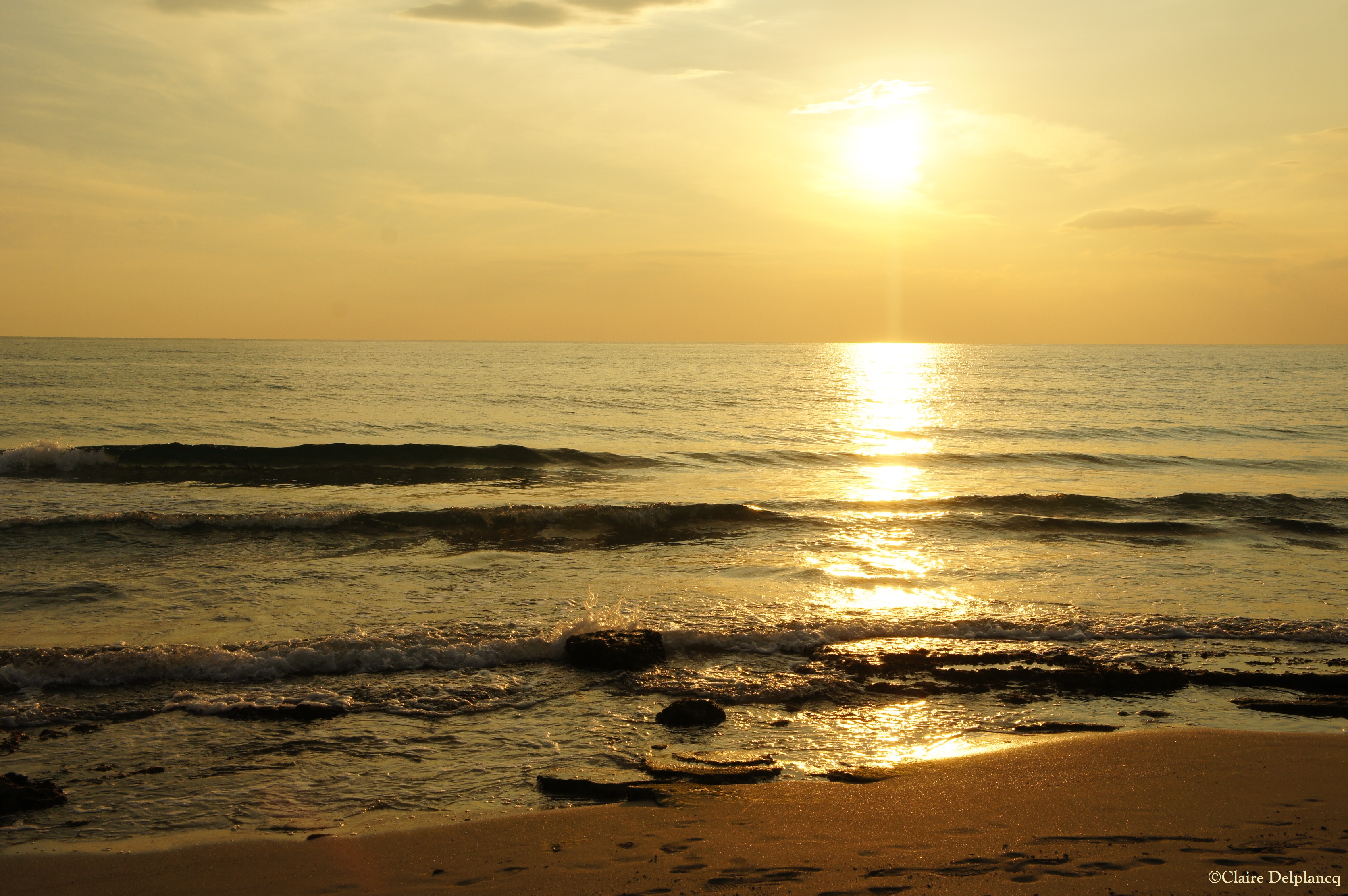 Italy Puglia Baia Verde sunset