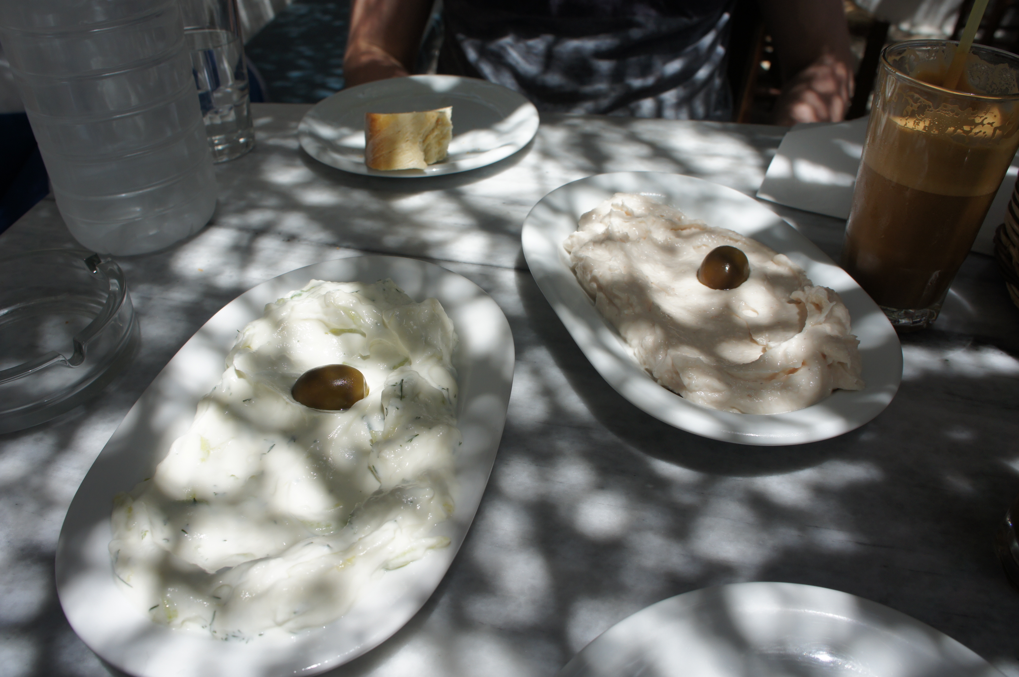 Tsatsiki and tarama Kiki's Tavern Mykonos