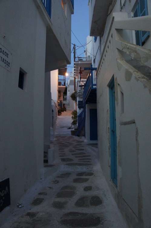 Mykonos street by night