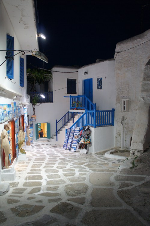 Mykonos street by night
