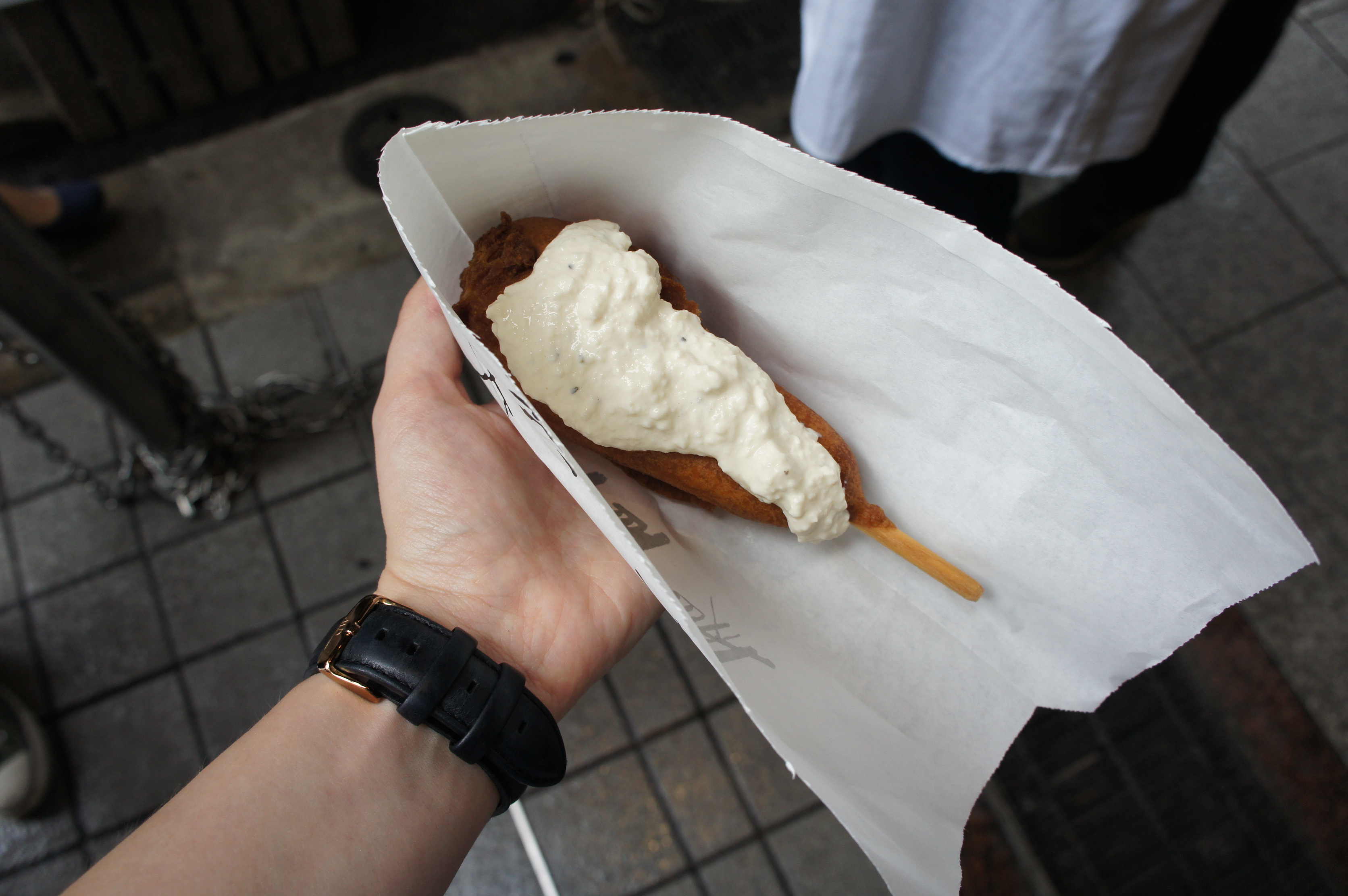 Corn dog Nishiki Market Kyoto