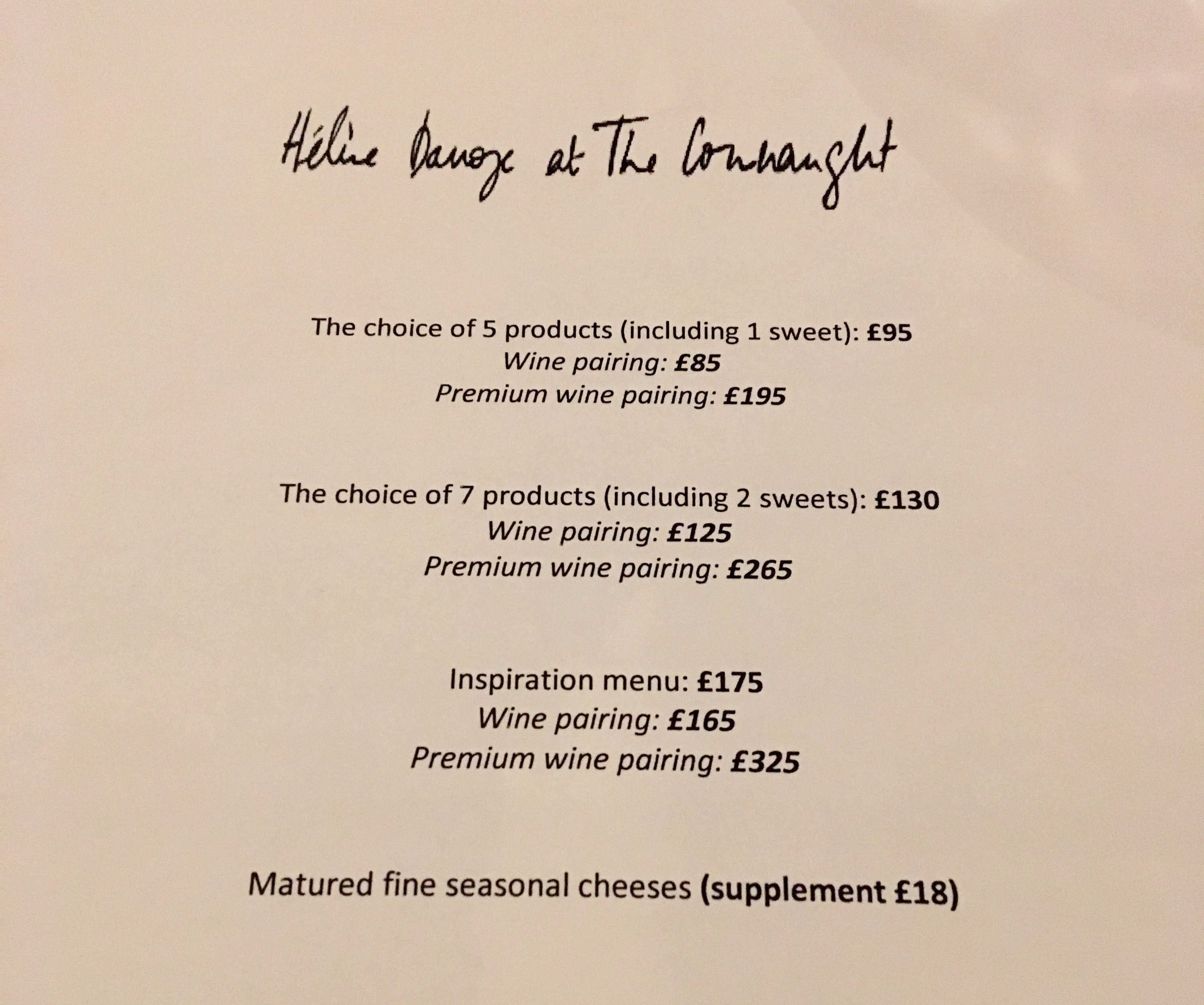 Hélène Darroze at The Connaught menu