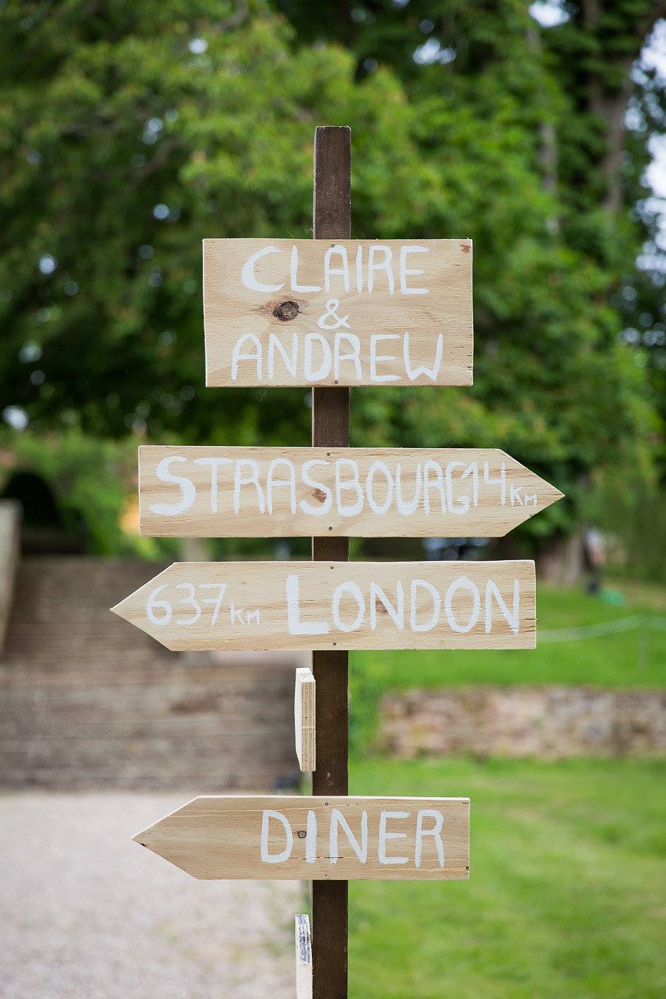 Wedding London Strasbourg sign post