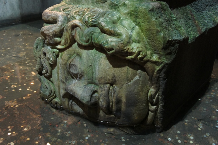 Medusa column in the Basilica Cistern in Istanbul