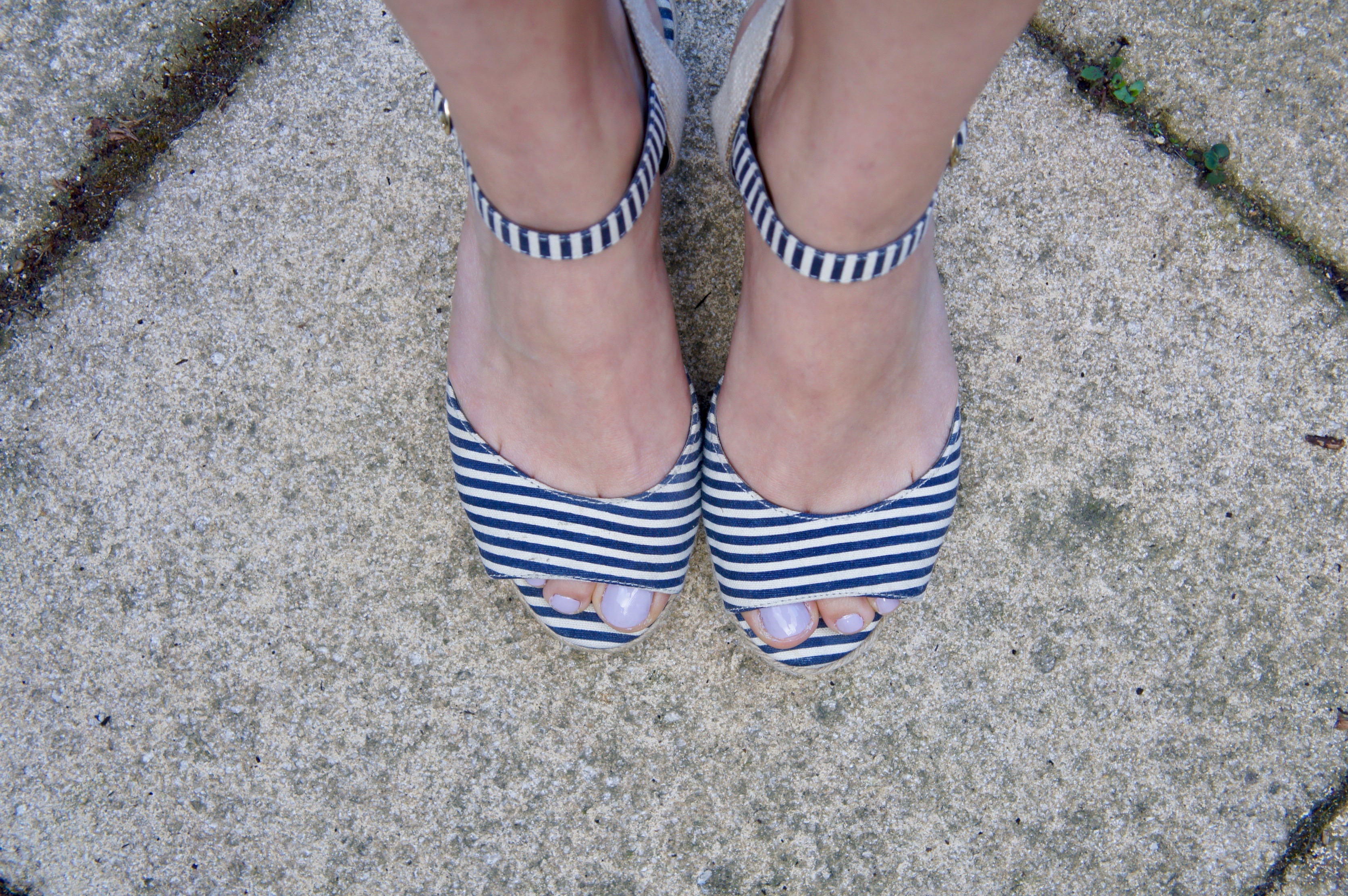 Stripe espadrille wedges