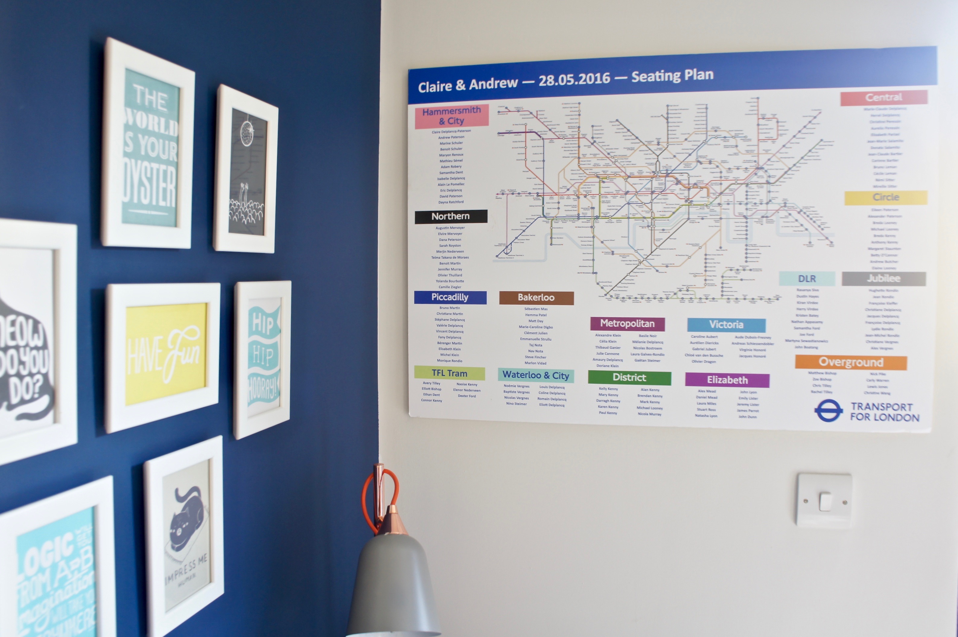 London tube map wedding seating plan