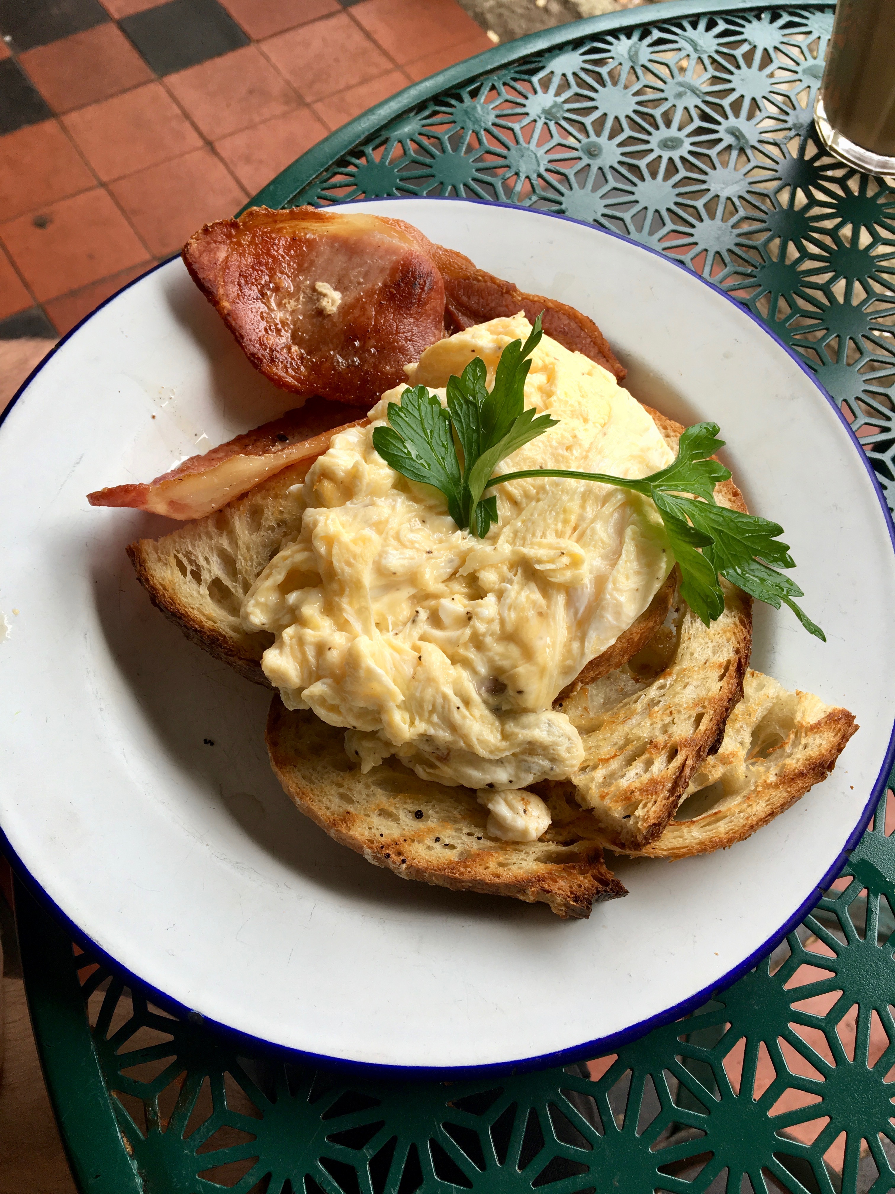 Bacon and eggs at Brown Green Cafe