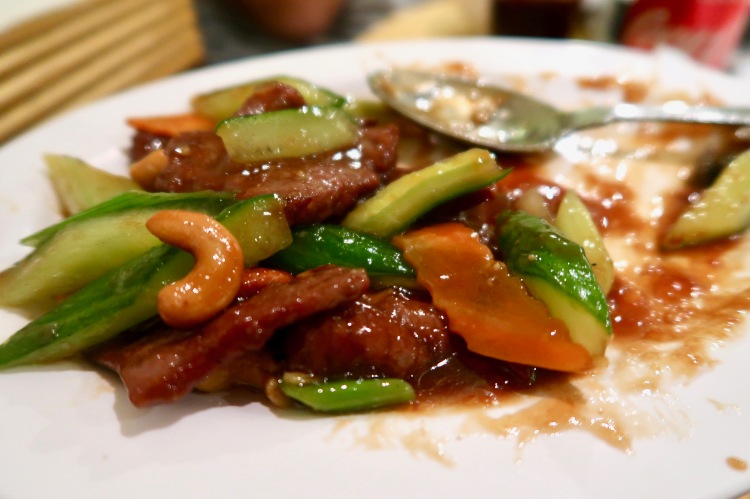 Beef stir fry with cashew nuts Four Seasons Chinatown London