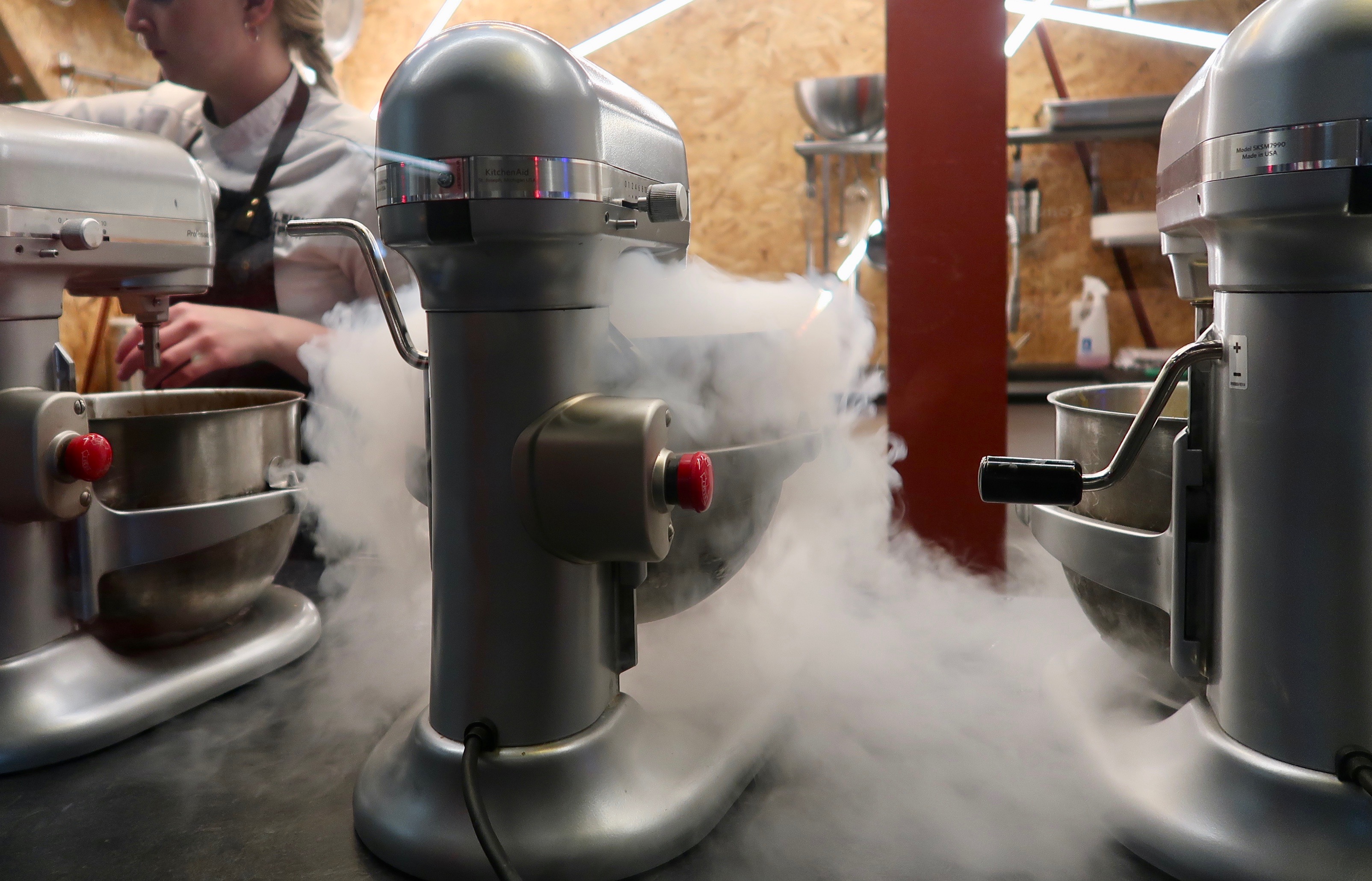 Nitrogen ice cream in Hlemmur Matholl Reykjavik, Iceland