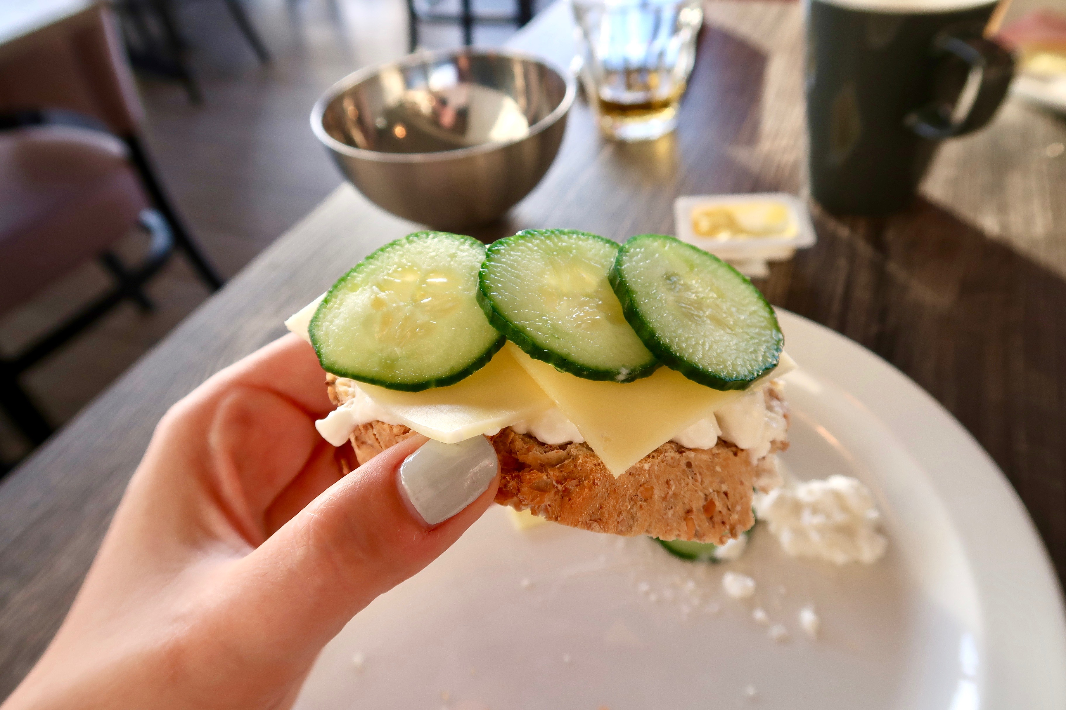 Ham and cheese open sandwich Iceland