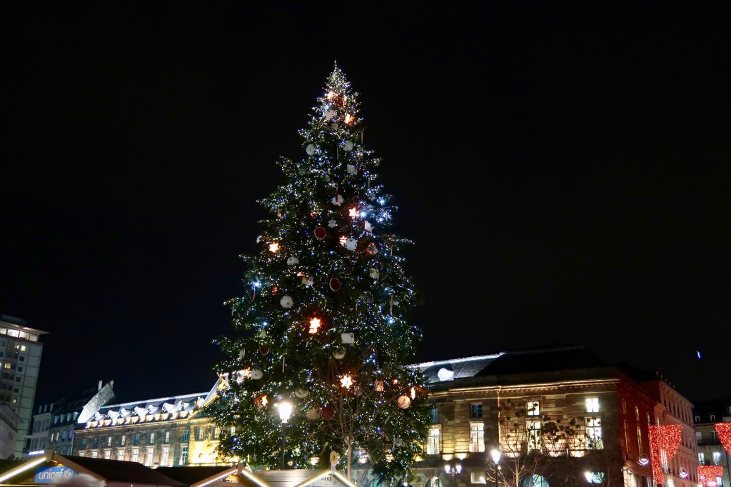 Strasbourg Christmas tree by night
